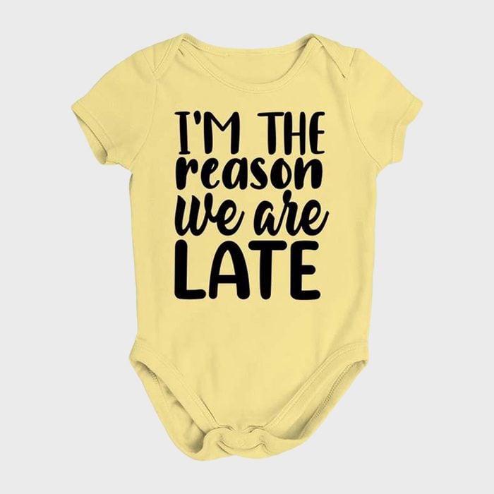 Smartprints “i’m The Reason We Are Late” Onesie