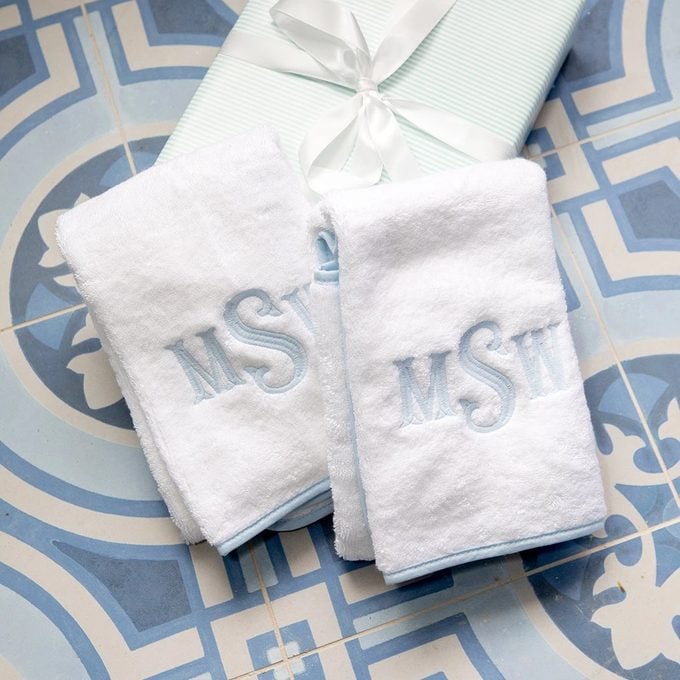 Monogrammed Piped Edge Bath Towels
