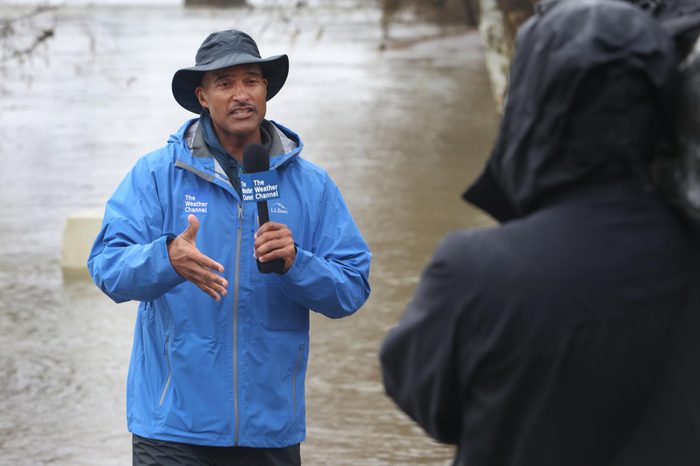 The Weather Channel on-camera meteorologist Paul Goodloe reports on severe weather in Sacramento, Calif