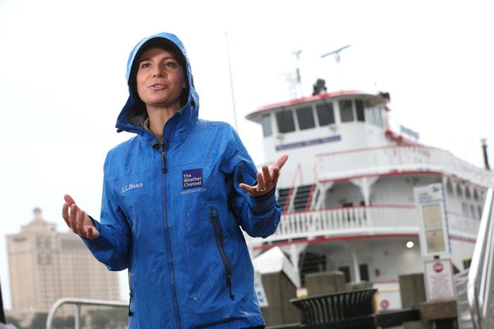 The Weather Channel's Jen Carfagno reports on Tropical Storm Hermine as the storm moves through Savannah, in Savannah, Ga