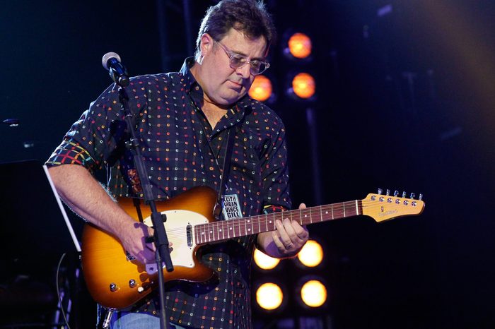 Vince Gill performs on stage during Keith Urban's Fifth Annual "We're All 4 The Hall" Benefit Concert at the Bridgestone Arena on May 6, 2014 in Nashville, Tennessee.