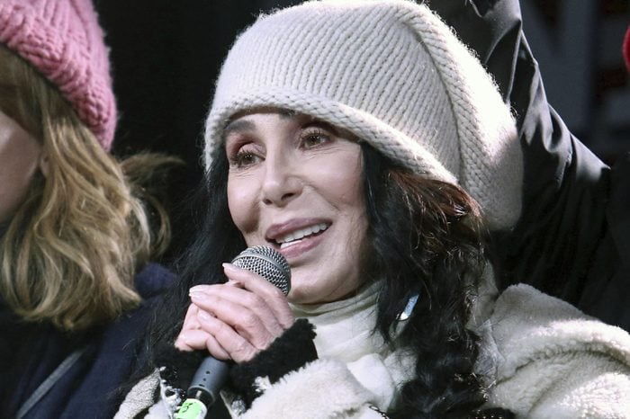 Cher participates in the "We Stand United: New York Rally to Protect Shared Values" on Thursday, Jan.19, 2017, in New York