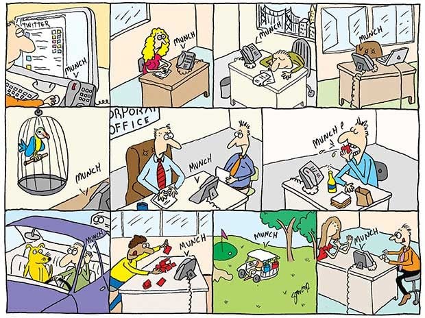 illustrated comic strip about work