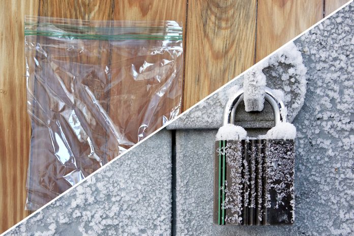 reusable plastic bag frozen padlock