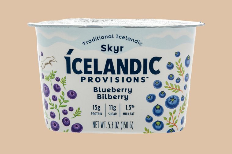 A package of Traditional Icelandic Skyr Icelandic provisions yogurt on an isolated background