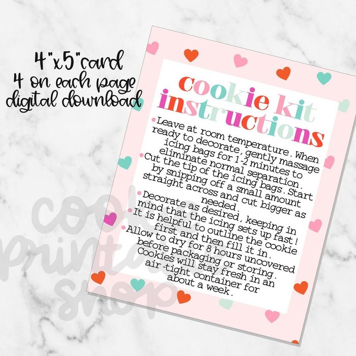 Cookie Instructions Valentines Day Card