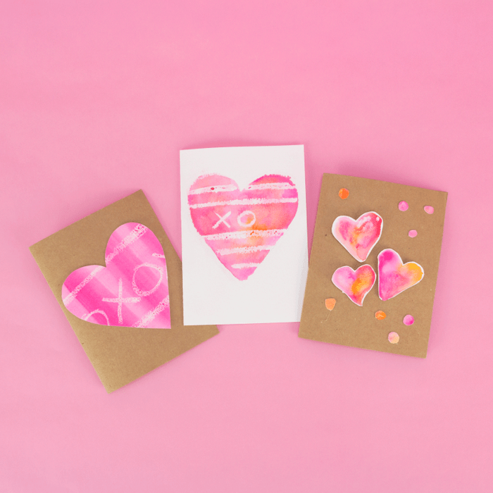 Water Color Hearts Valentines Day Cards