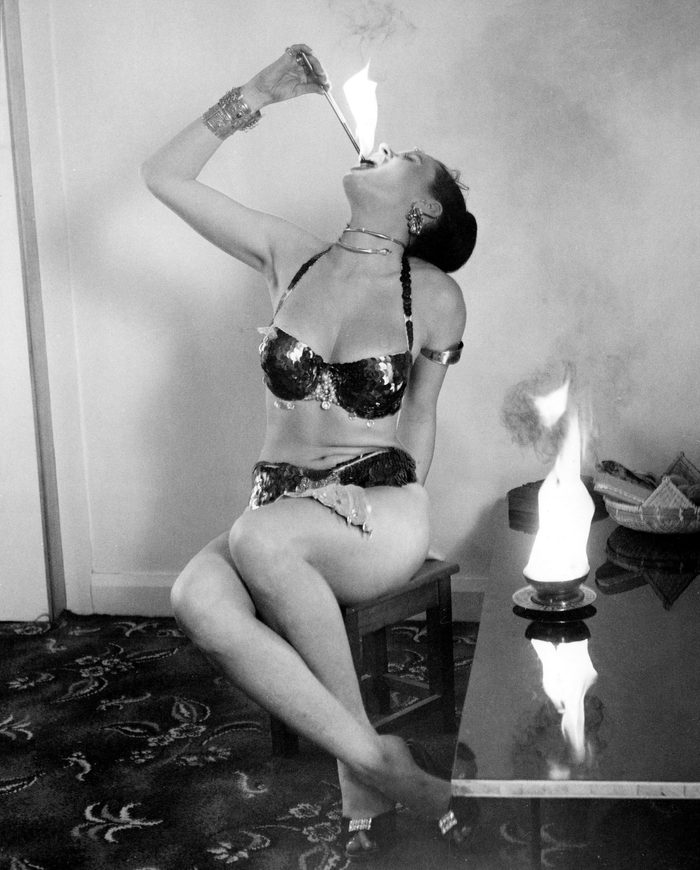 fire eating lady
