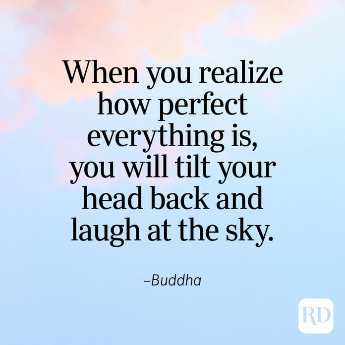 "When you realize how perfect everything is, you will tilt your head back and laugh at the sky." —Buddha