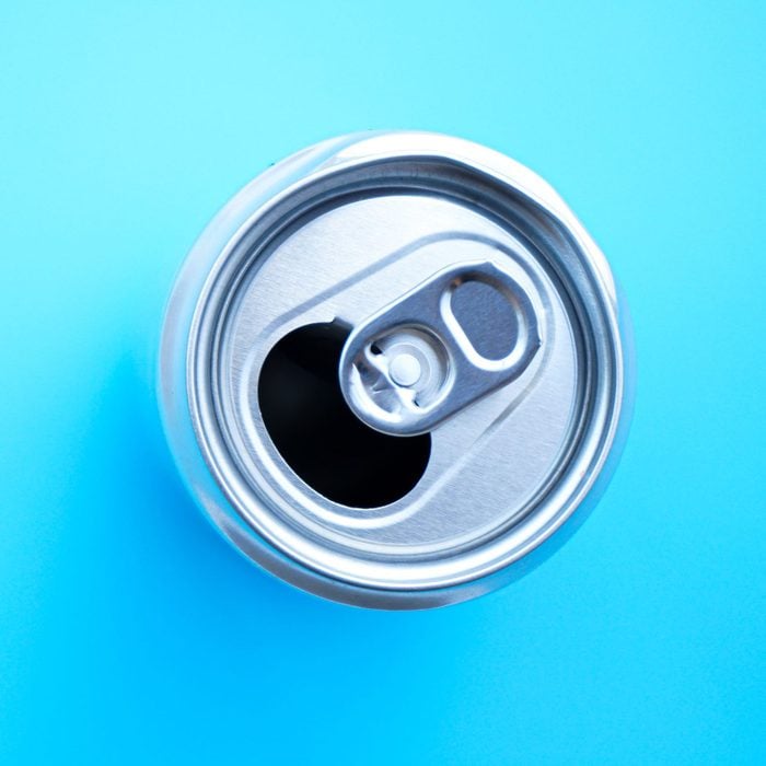 soda can on a blue background