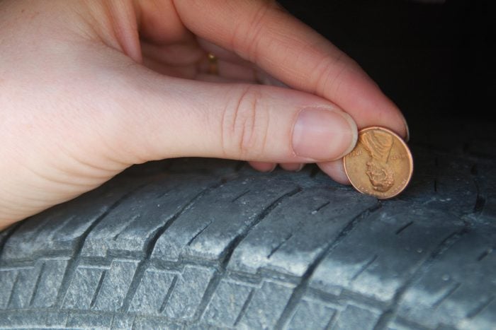 testing tire treads with a penny
