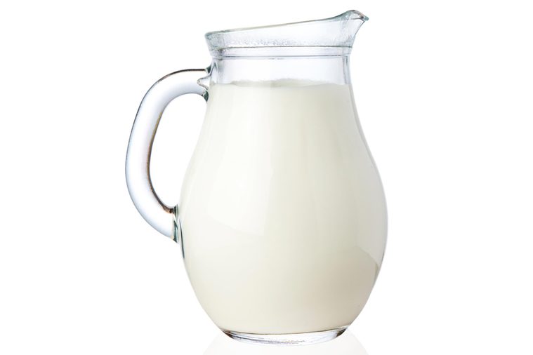 close up of milk on white background