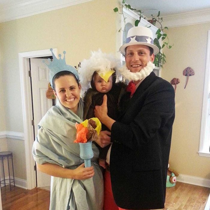 Uncle Sam, Lady Liberty, and a bald eagle Halloween costume