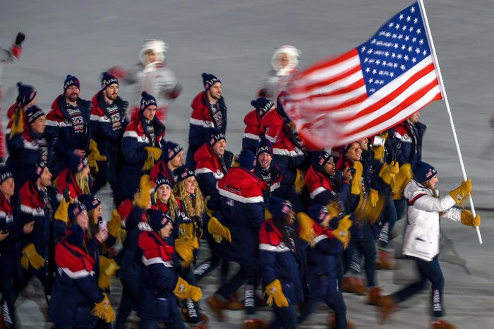 United states of America at opening ceremony at Pyeongchang winter olympics at Pyeongchang olympic stadium, Pyeongchang, South Korea