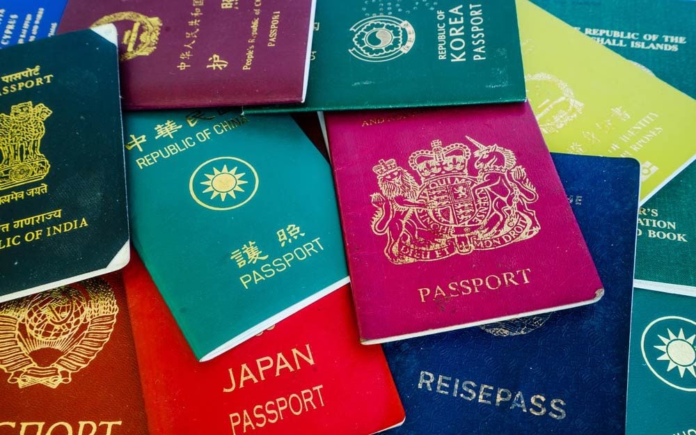 International Passport Cover Set In Red Blue And Dark Green