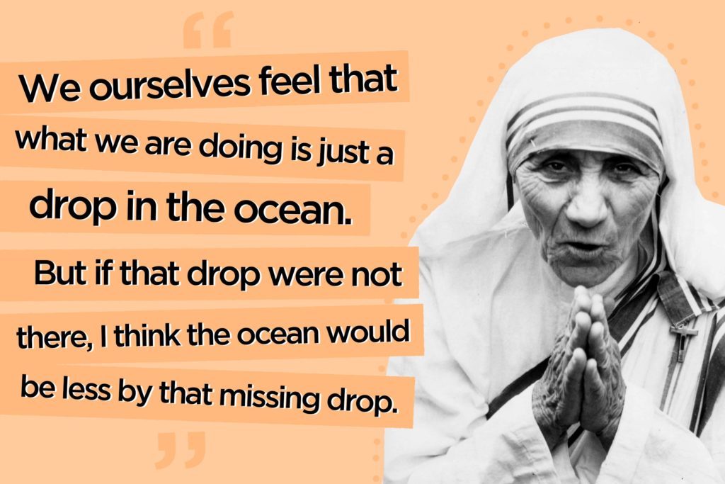 we ourselves feel that what we are doing is just a drop in the ocean - Mother Teresa Quotes