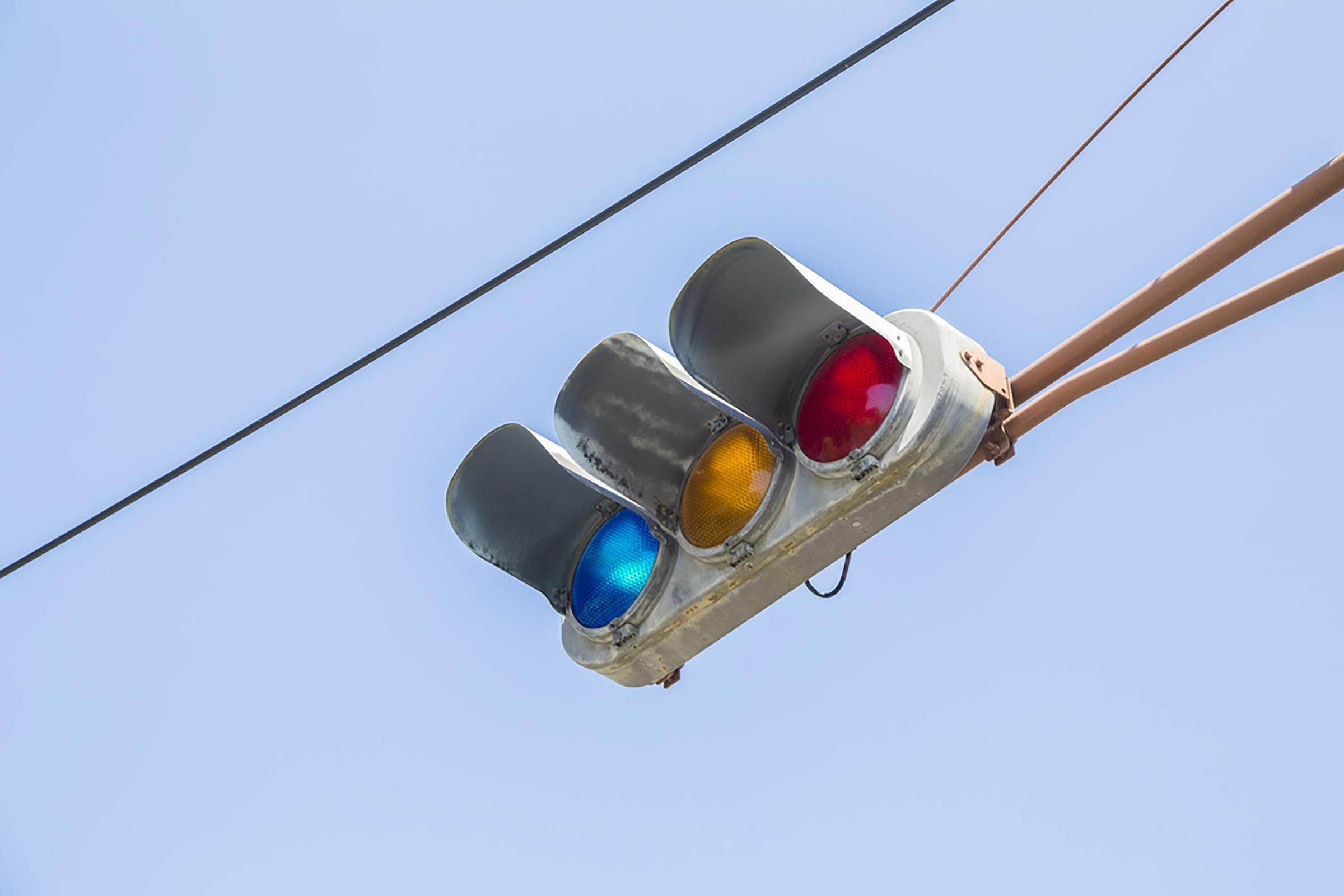Why are stop lights blue?