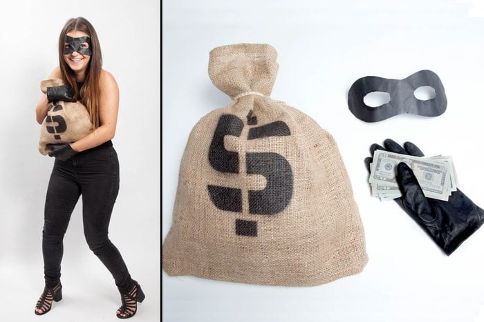 Woman dressed as a bandit for an easy diy halloween costume