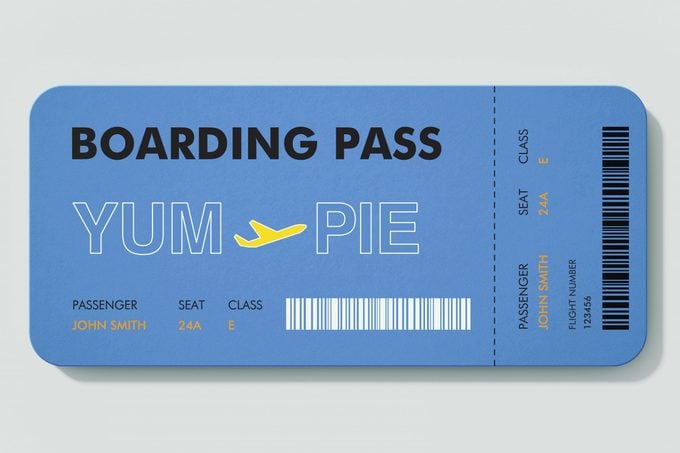 boarding pass. YUM to PIE