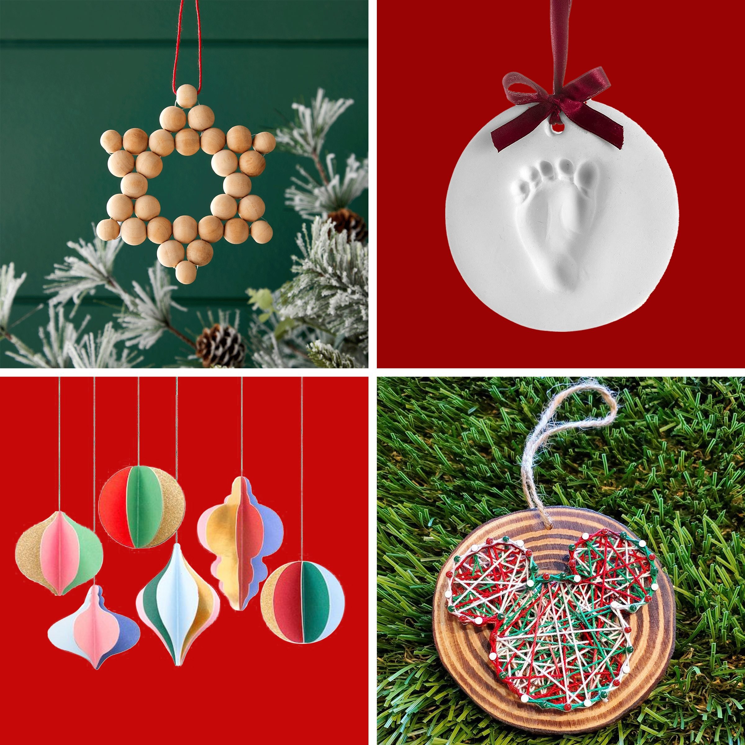 Tree Wedding Wreath Craft Gray Red Fabric Felt Owl Ornts 2 Christmas Ornaments