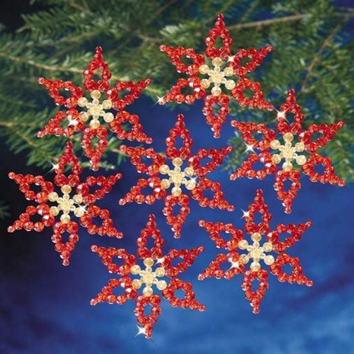 Beaded Poinsettia Christmas Ornaments