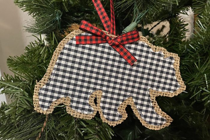 Burlap Bear Christmas Ornament