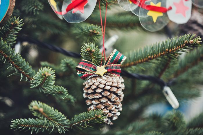 DIY handmade decoration on a Christmas tree