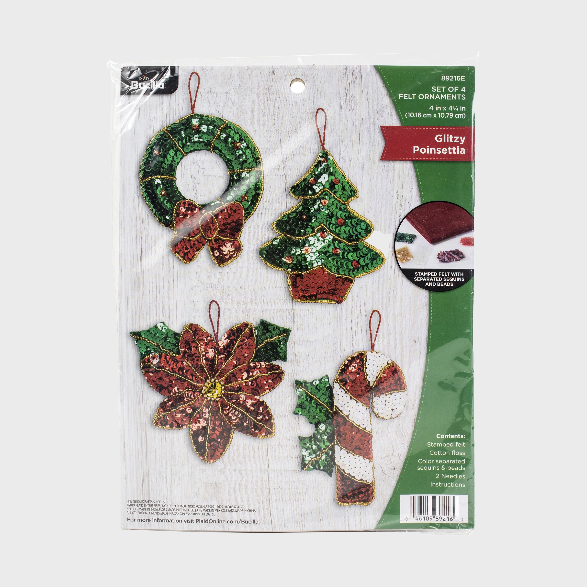 Handmade Beaded Wool Christmas Ornaments (set of 4) - Christmas Charms
