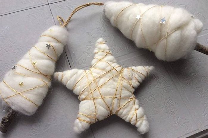 Gold Thread–wrapped Christmas Ornaments