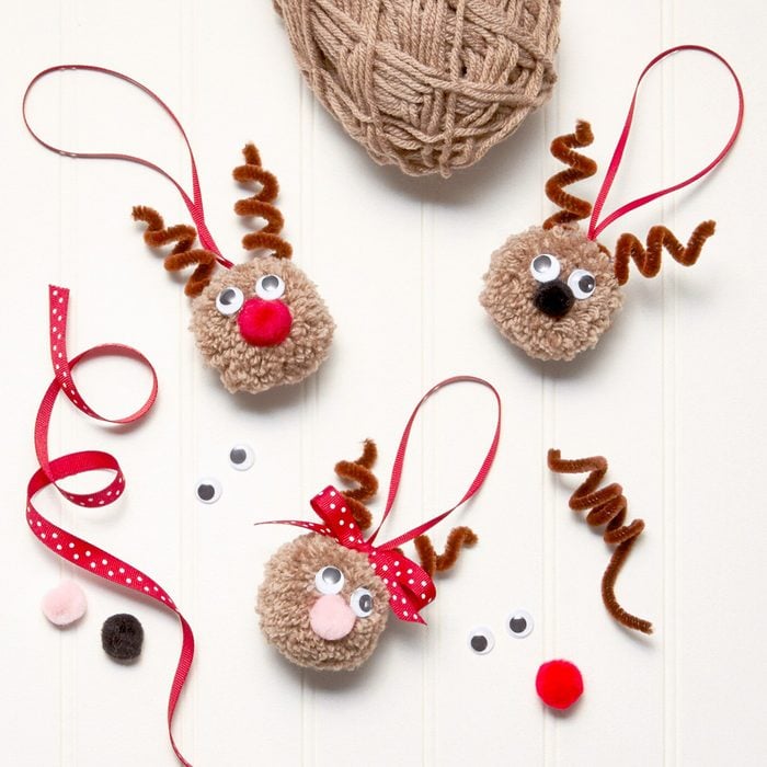 Pom Pom Reindeer Christmas Ornament