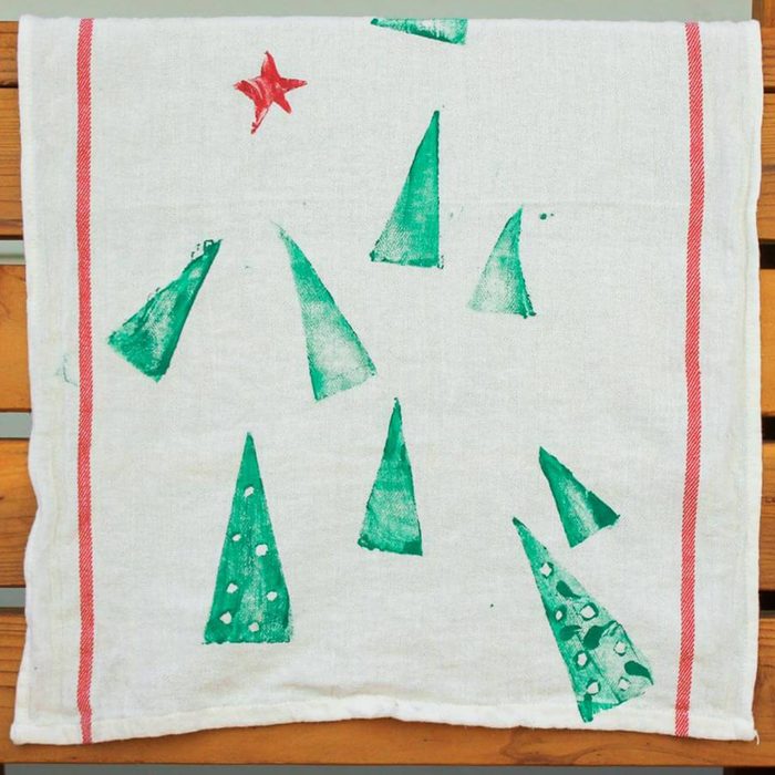DIY Stamped Christmas Tea Towel gift