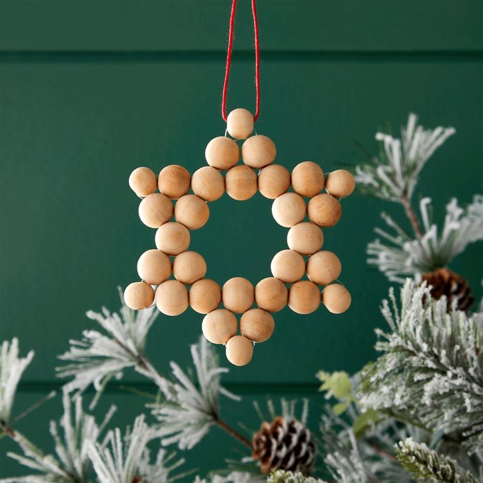 Wood Bead Star Christmas Ornament