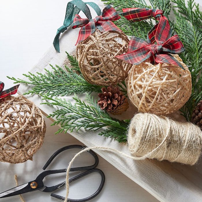Wrapped Twine Christmas Ornaments