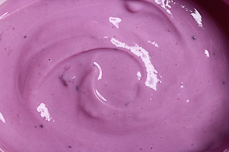 blueberry yogurt in a plastic jar
