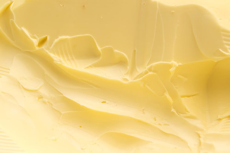 Closeup of a spreadable yellow butter.