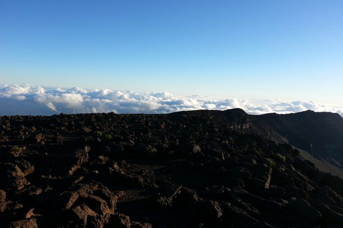Hawaii mountain with clouds