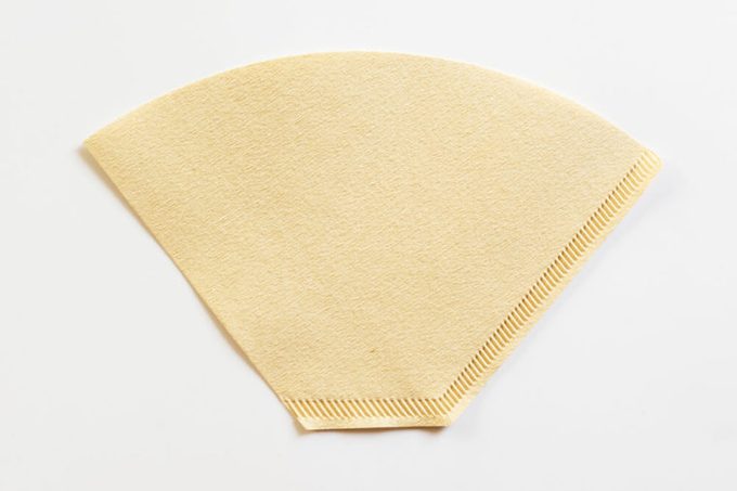 Cone-type coffee filter for pour over coffee, made of unbleached paper