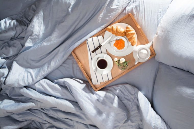 Breakfast tray in bed