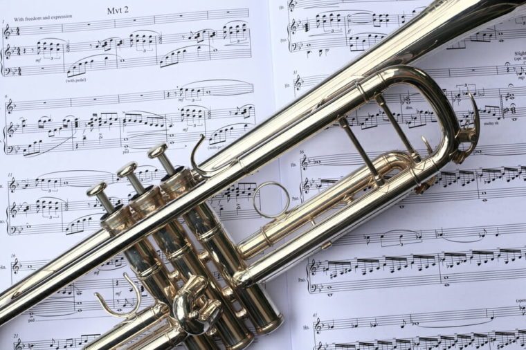 Trumpet on sheet music.