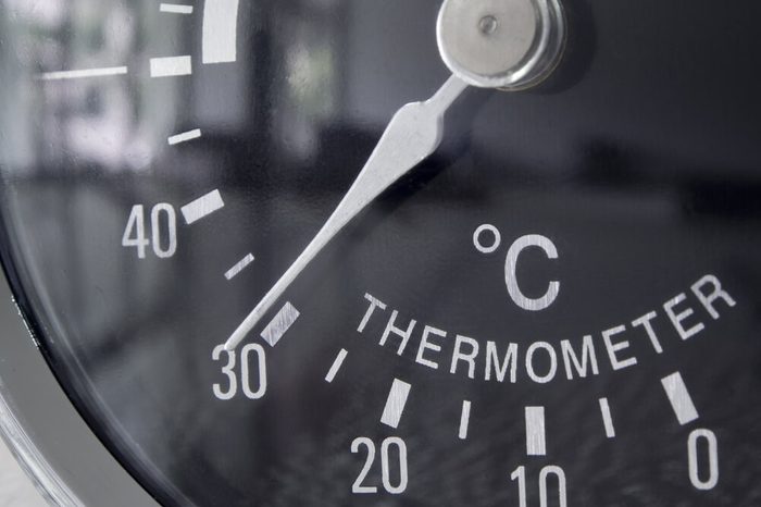 Circle thermometer, temperature and humidity of climate