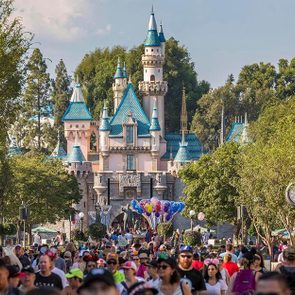 Sleeping Beauty Castle, front crowd, Disneyland Park, Disneyland Resort, Anaheim, California, USA