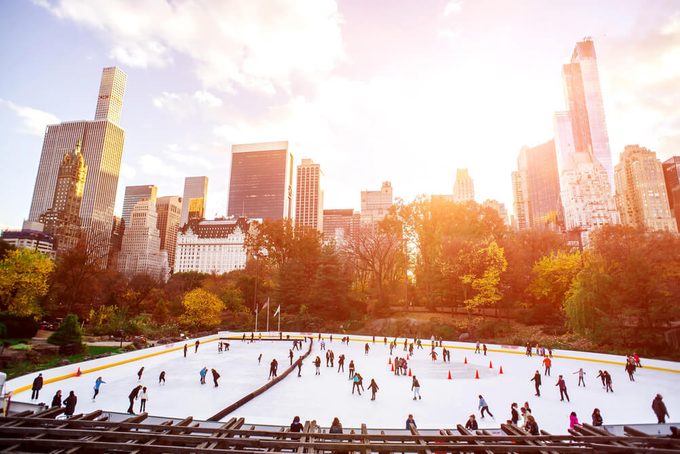 Ice skaters having fun in New York Central Park