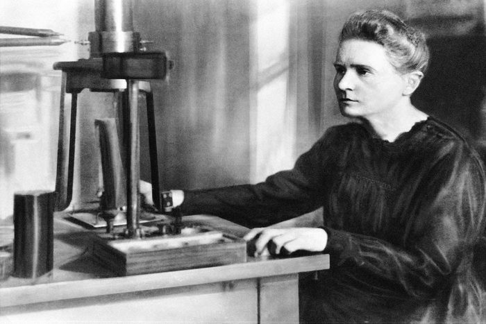 Portrait of Marie Curie in laboratory
