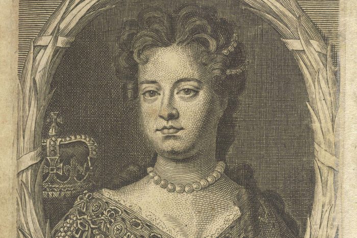 Anne (1665-1714), Queen of Great Britain and Ireland from 1702. Portrait. Taken from [Angliae Notitia] [Magnae Britanniae Notitia, or the Present State of Great Britain, with divers remarks upon the antient state thereof]. Originally pub./prod. in London, 1669-1755.