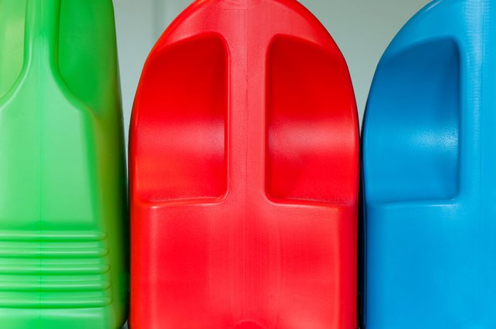Colorful laundry bottles