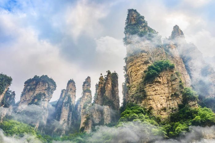 Landscape of Zhangjiajie. Located in Wulingyuan Scenic and Historic Interest Area which was designated a UNESCO World Heritage Site as well as an AAAAA scenic area in china.