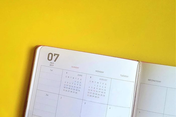 July 2017 Calendar on the yellow background.
