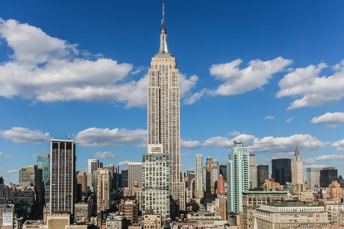 View over the empire state building from a roof top in New York City, USA