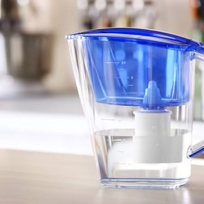 Water filter jug on kitchen table