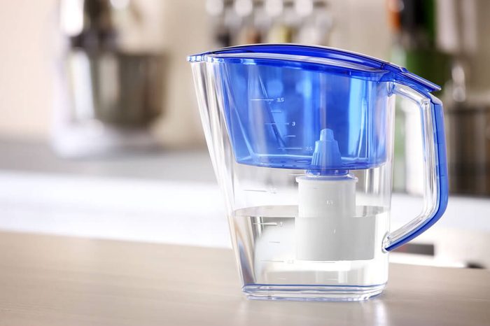 Water filter jug on kitchen table